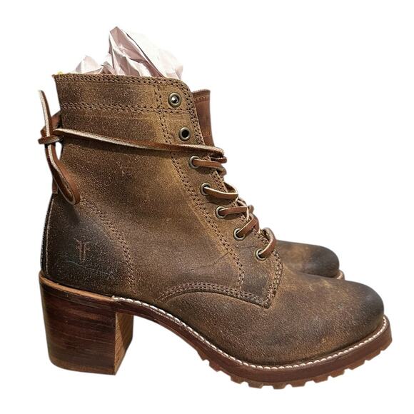 Frye Vintage Sabrina Brown Lace Up Ankle Boot Size 7 - Picture 3 of 13